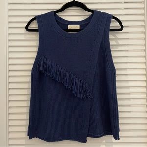 Anthropologie Nomad Navy Blue Fringe Tank Top